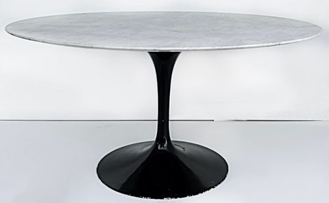 Eero Saarinen Knoll Round Italian Marble Top Tulip Table With Metal ... in Pippa Concrete And Metal Tulip Round Dining Table